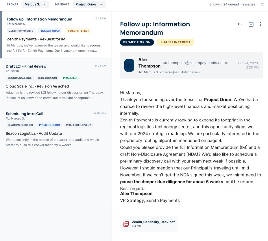 Bandeja de correo integrada
